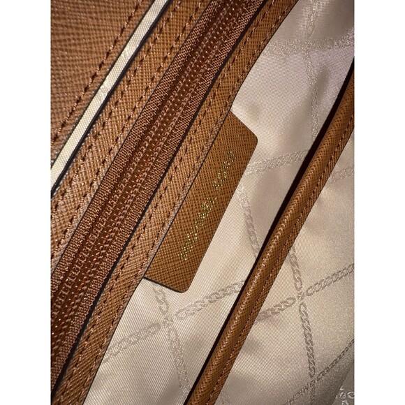 Michael Kors Jet Set Brown Saffiano Leather Multifunction Tote Bag W/ Pockets - Picture 10 of 11